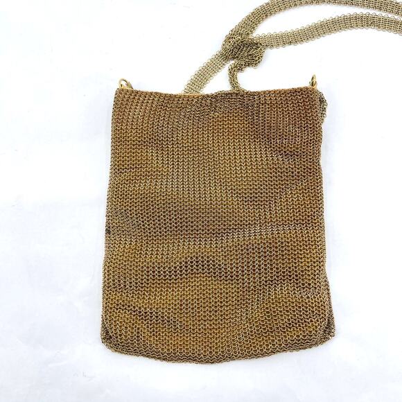 Whiting & Davis by Leo Narducci Vintage 1960 Mesh Gold Color Shoulder Bag - Picture 5 of 11